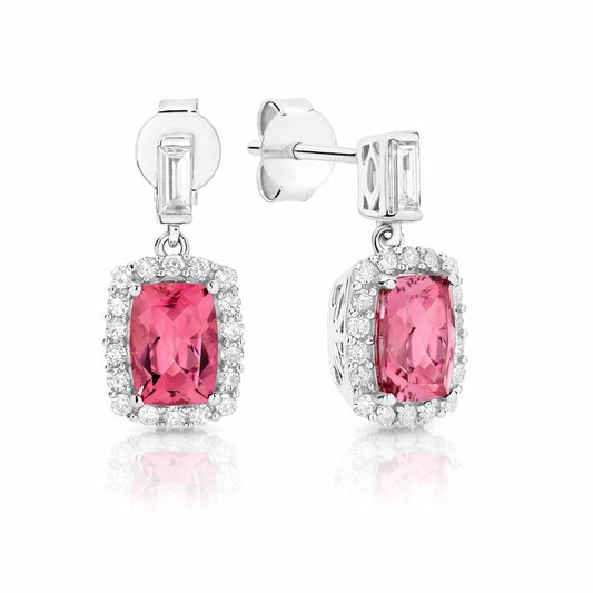 Pink Tourmaline & Diamond Earrings