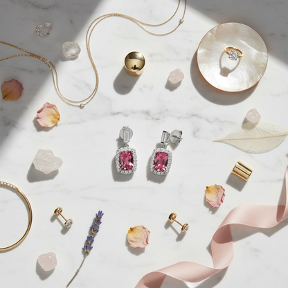 Pink Tourmaline & Diamond Earrings