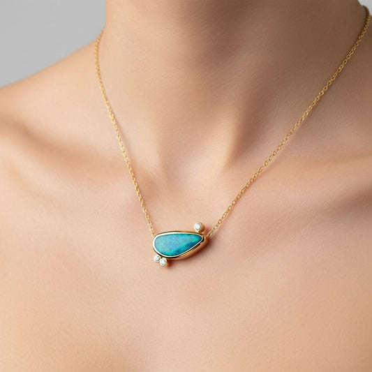 Boulder Opal & Diamond Pendant