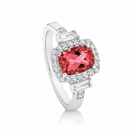 Pink Tourmaline & Diamond Ring