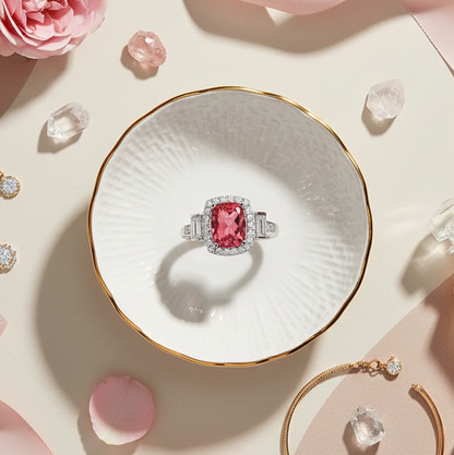 Pink Tourmaline & Diamond Ring