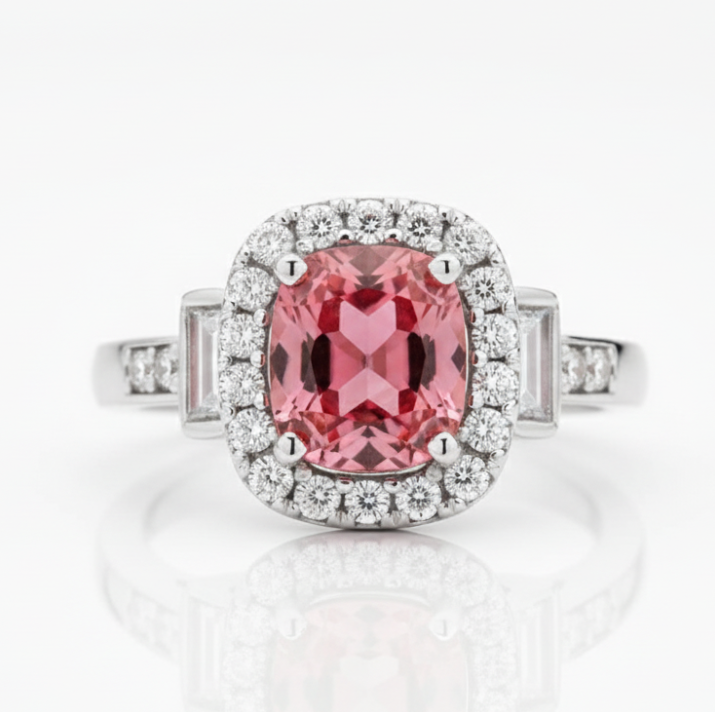 Pink Tourmaline & Diamond Ring