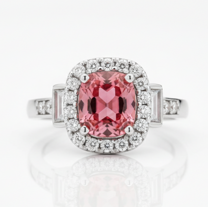 Pink Tourmaline & Diamond Ring