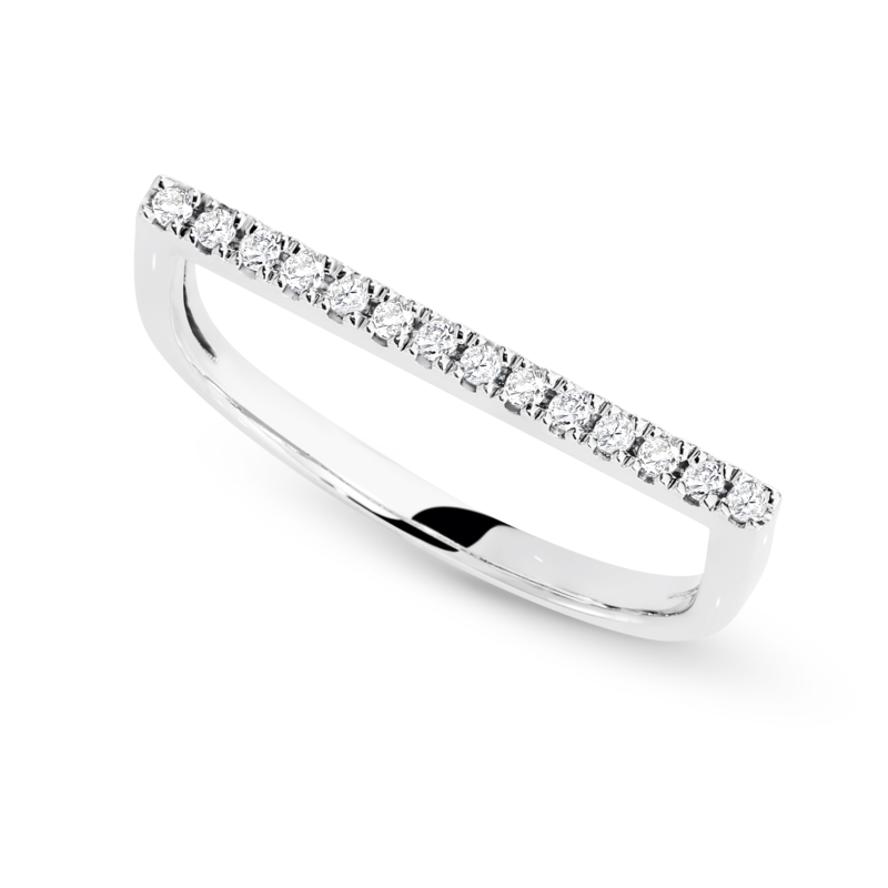 Diamond Bar Ring in White Gold