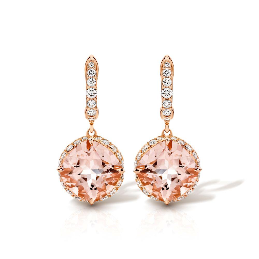 Hidden Morganite & Diamond Earrings