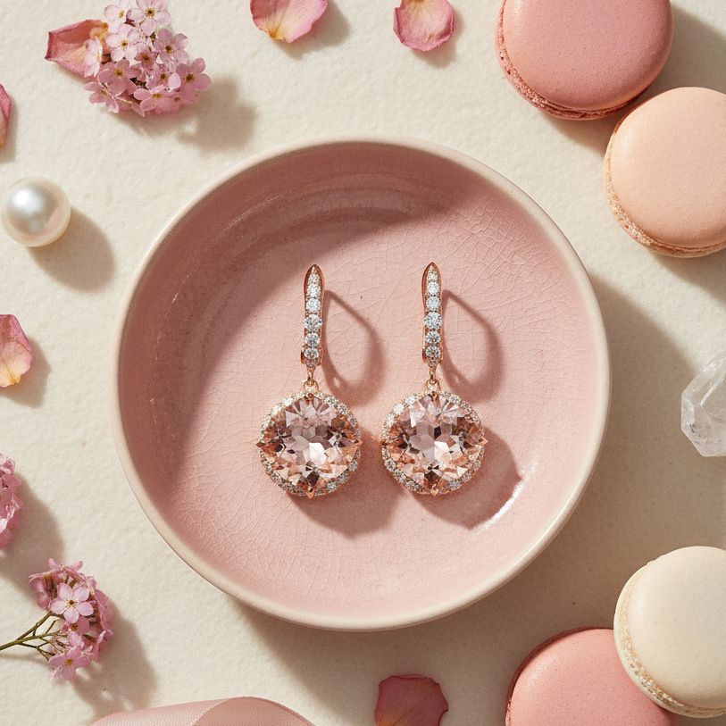 Hidden Morganite & Diamond Earrings