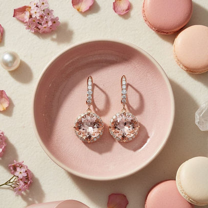 Hidden Morganite & Diamond Earrings