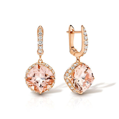 Hidden Morganite & Diamond Earrings
