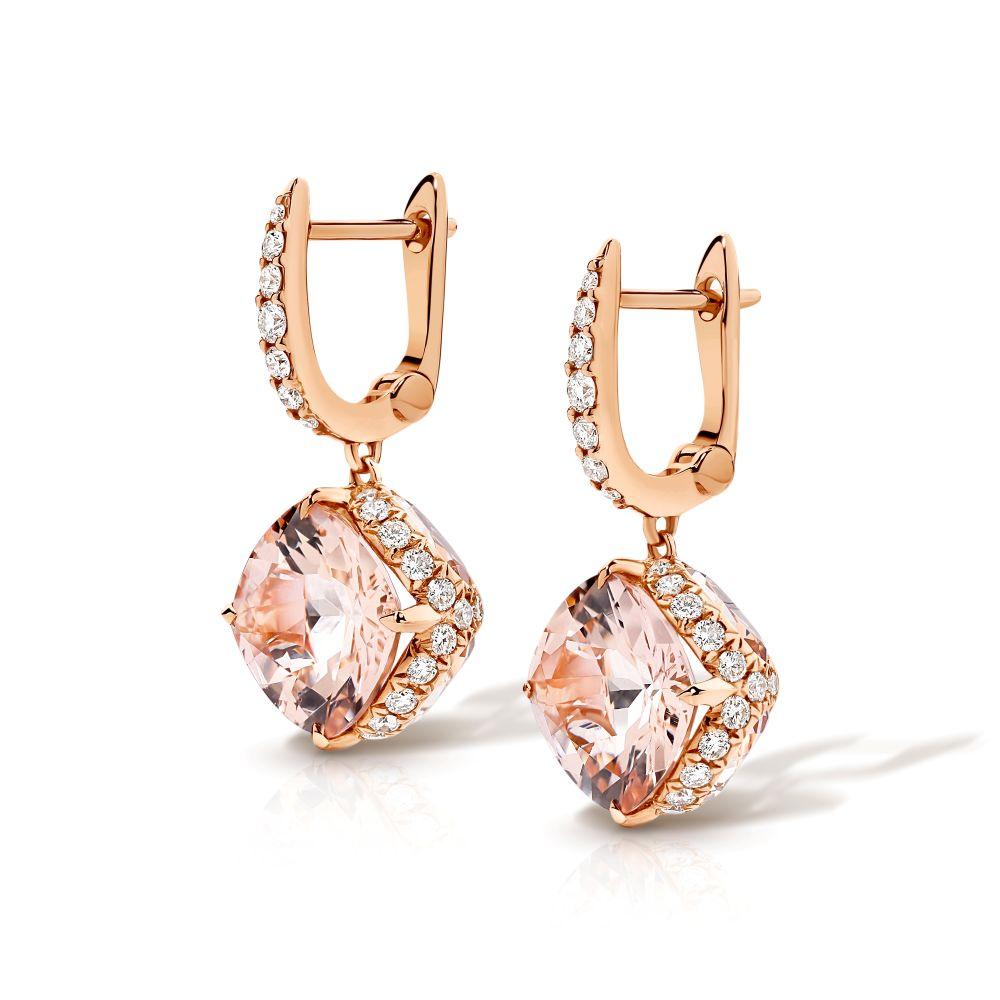 Hidden Morganite & Diamond Earrings