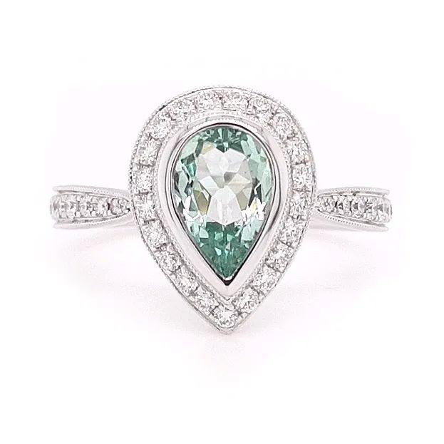 Diamond & Green Beryl Ring