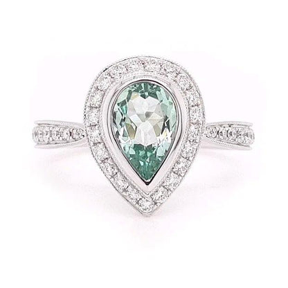 Diamond & Green Beryl Ring