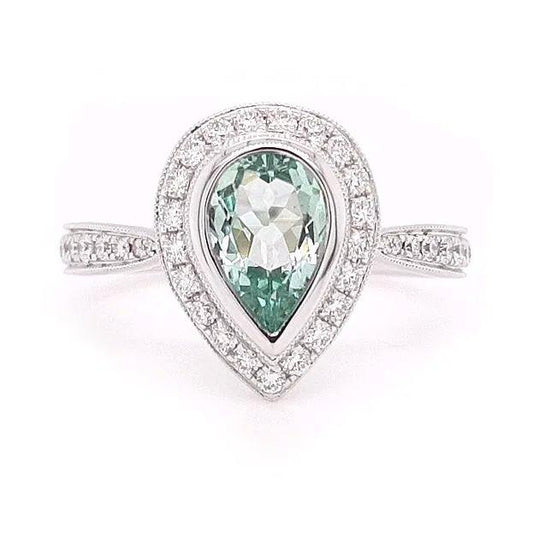 Diamond & Green Beryl Ring
