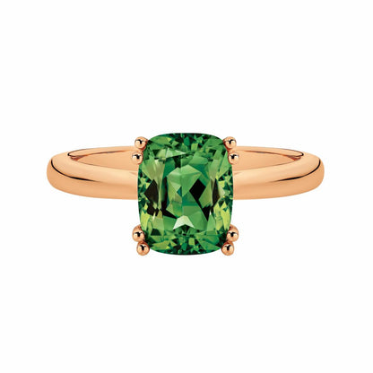Green Tourmaline Cushion Cut Ring