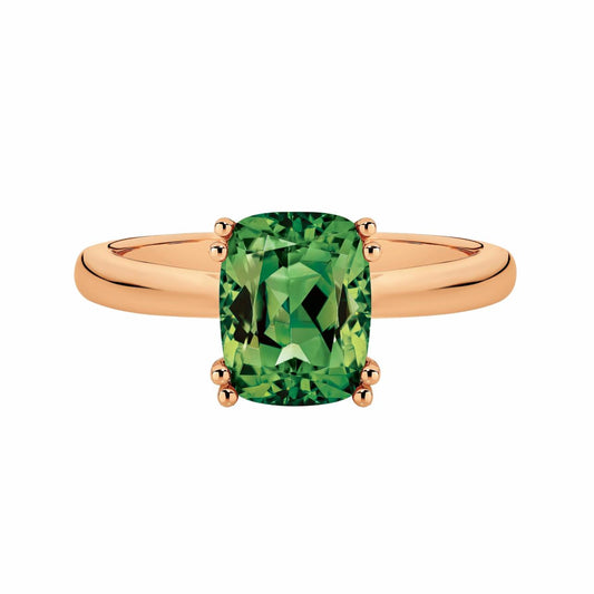 Green Tourmaline Cushion Cut Ring