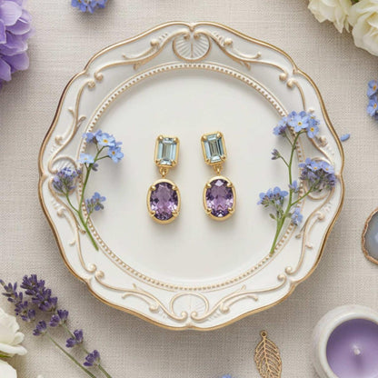 Topaz & Amethyst Studs