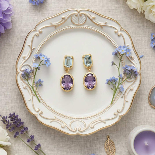 Topaz & Amethyst Studs
