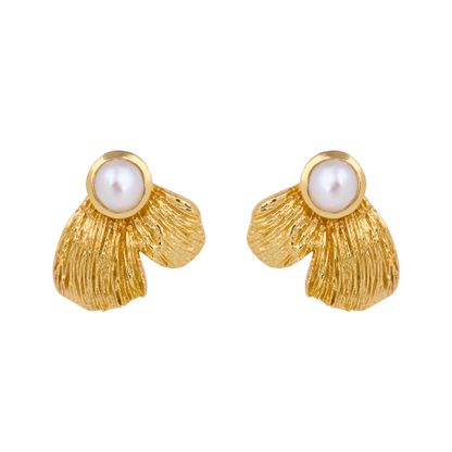 Ginko Leaf Pearl Studs