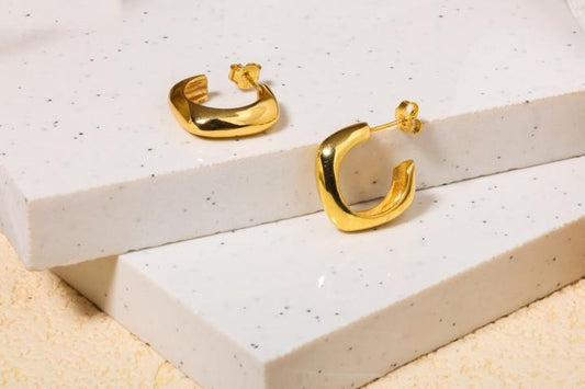 Square Hoops 18ct GP Brass