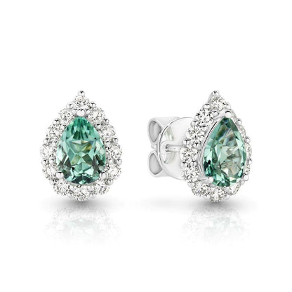 Mint Tourmaline & Diamond Earrings
