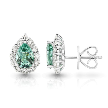 Mint Tourmaline & Diamond Earrings