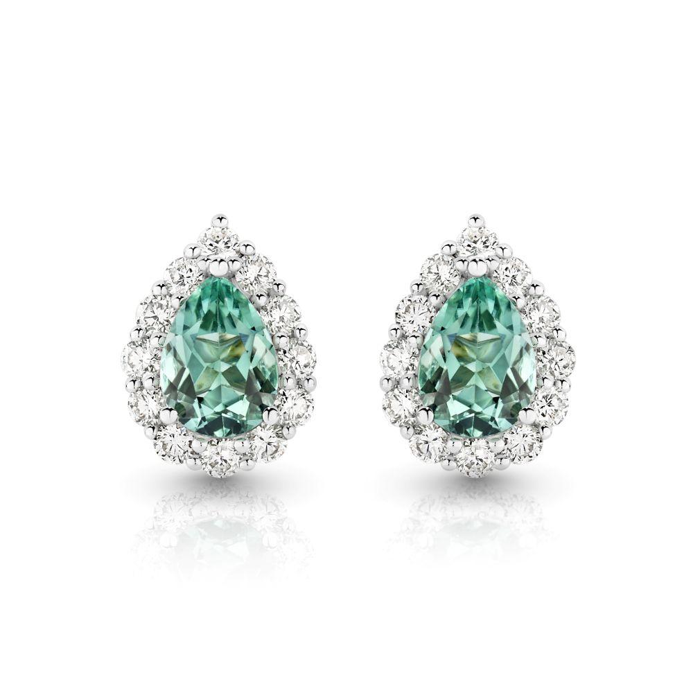 Mint Tourmaline & Diamond Earrings