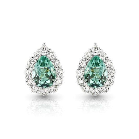 Mint Tourmaline & Diamond Earrings