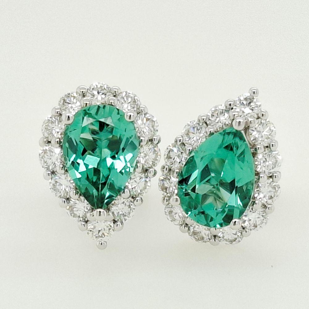 Mint Tourmaline & Diamond Earrings