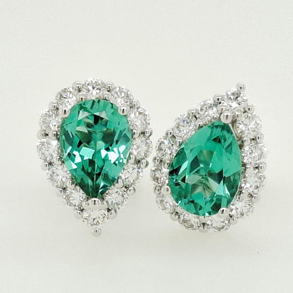 Mint Tourmaline & Diamond Earrings