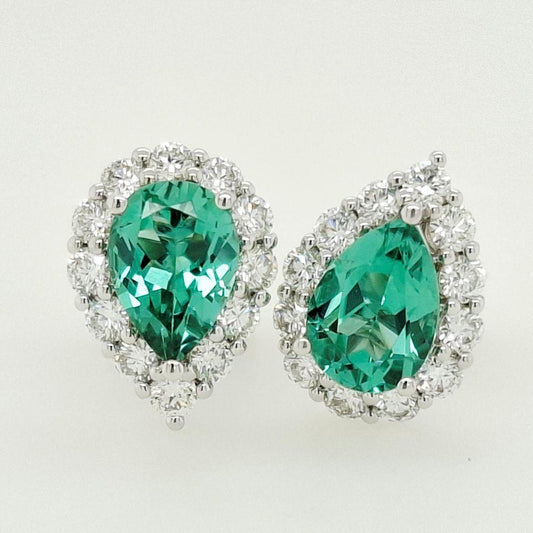 Mint Tourmaline & Diamond Earrings