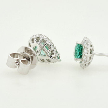 Mint Tourmaline & Diamond Earrings
