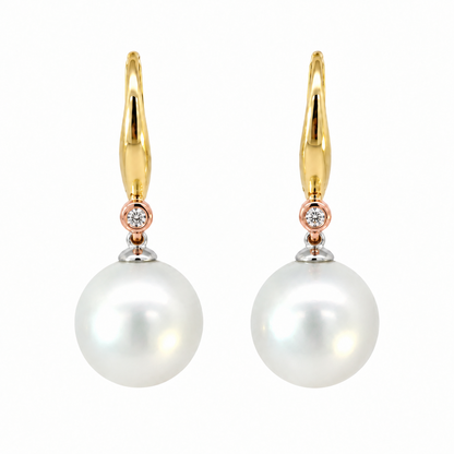 Pink Diamond & South Sea Pearl Earrings