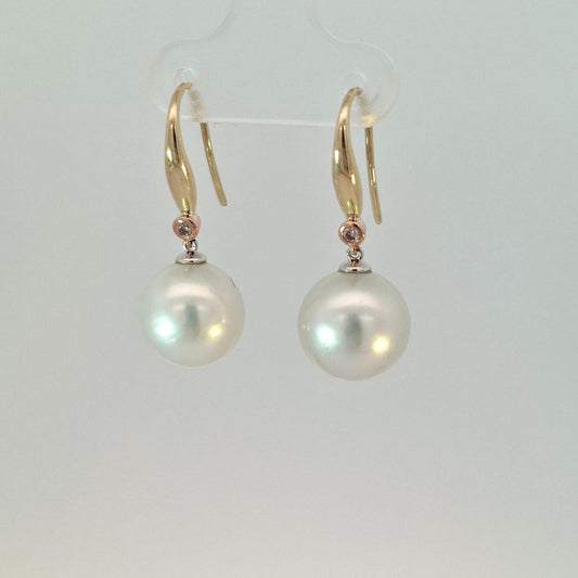 Pink Diamond & South Sea Pearl Earrings