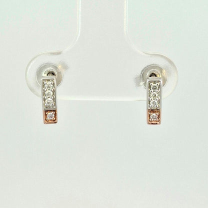 Pink and White Gold Diamond Earrings