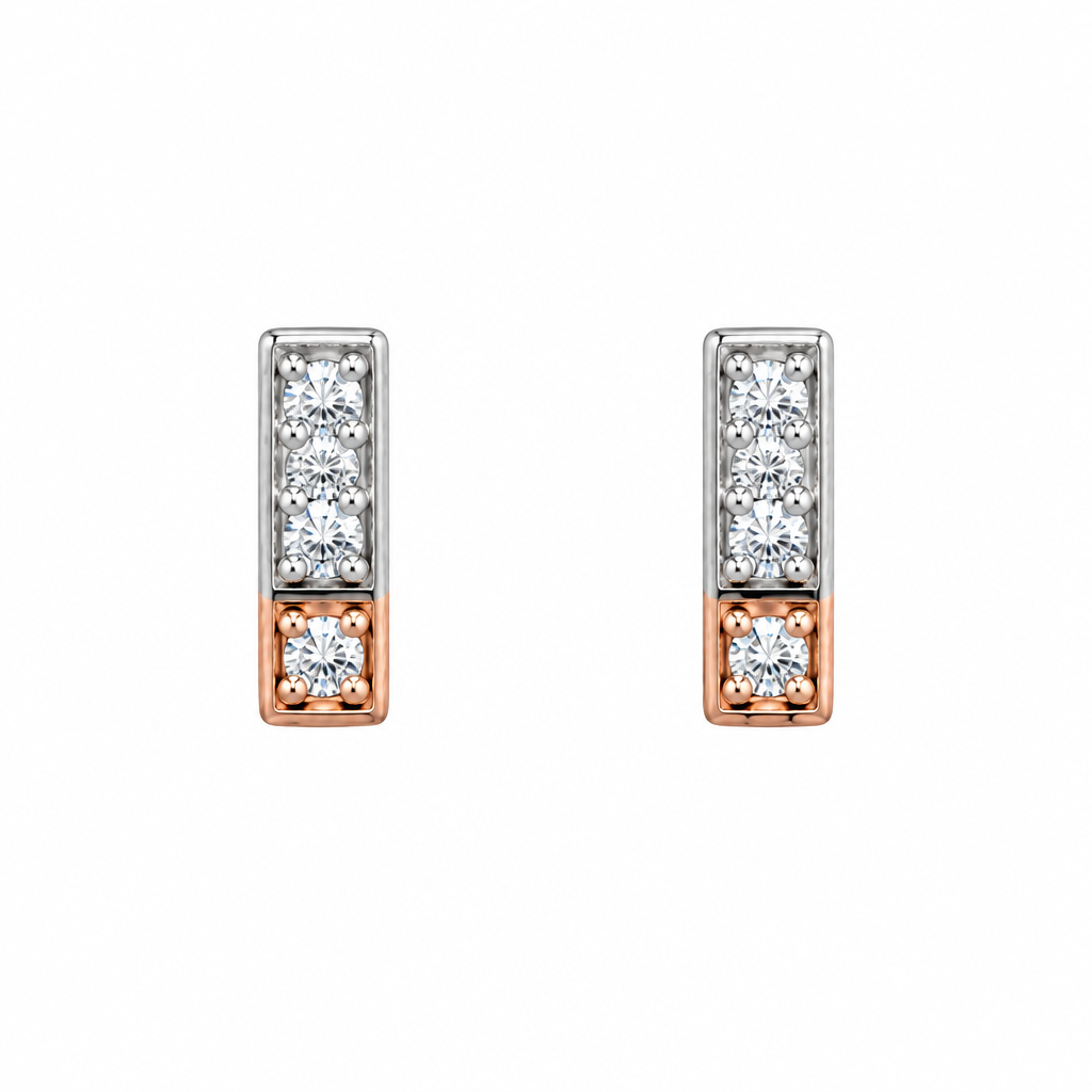 Pink and White Gold Diamond Earrings