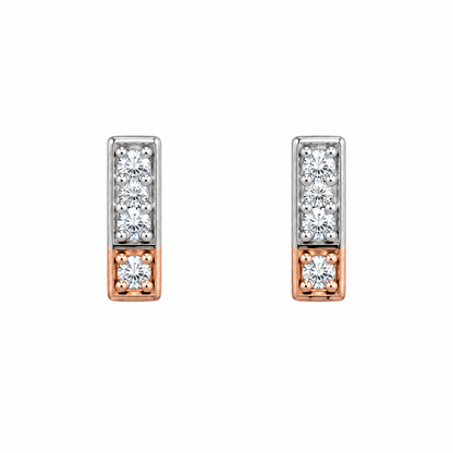 Pink and White Gold Diamond Earrings