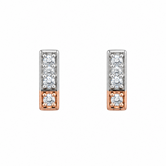 Pink and White Gold Diamond Earrings