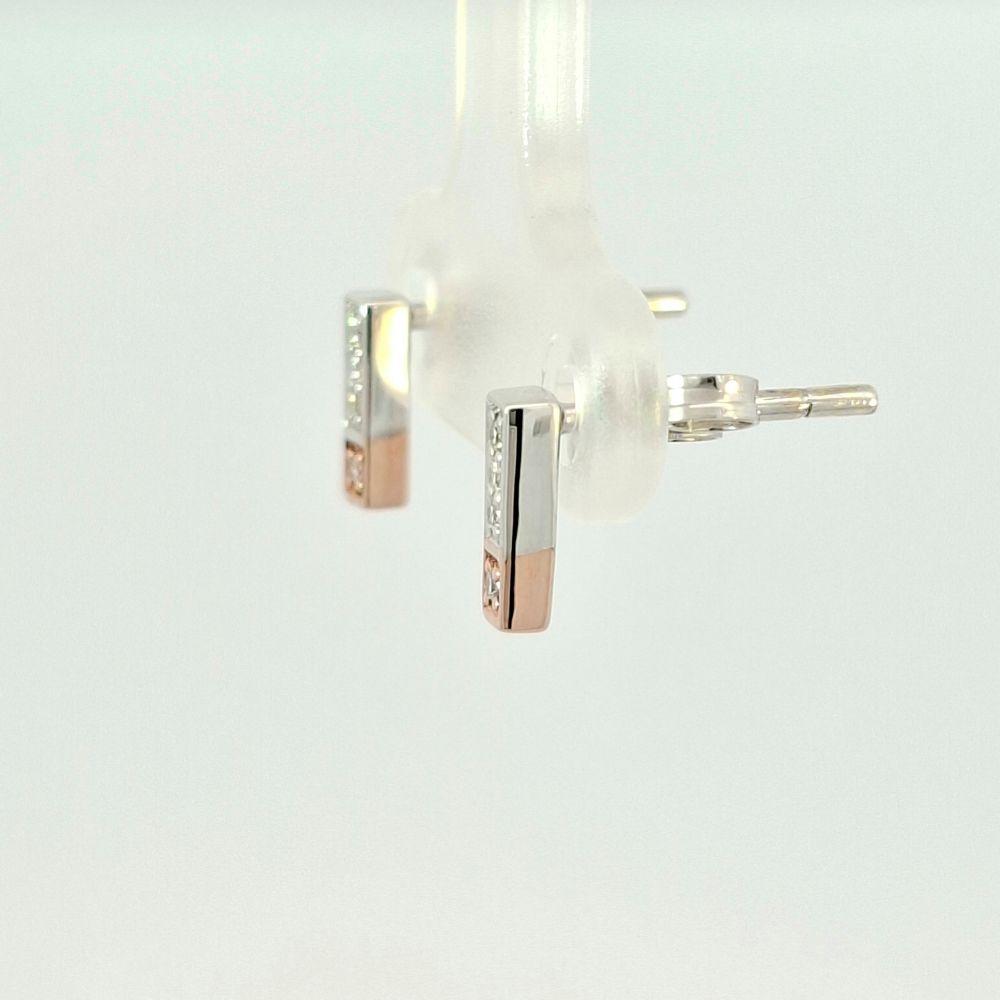 Pink and White Gold Diamond Earrings