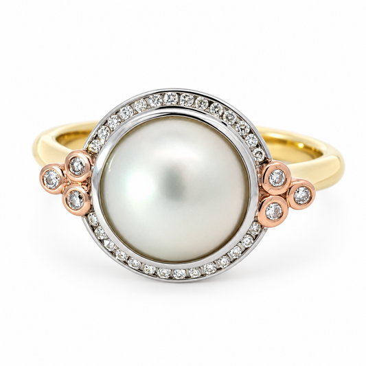 Mabé Pearl and Diamond Ring
