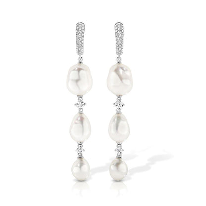 Keshi Pearl and Diamond Drop Earrings