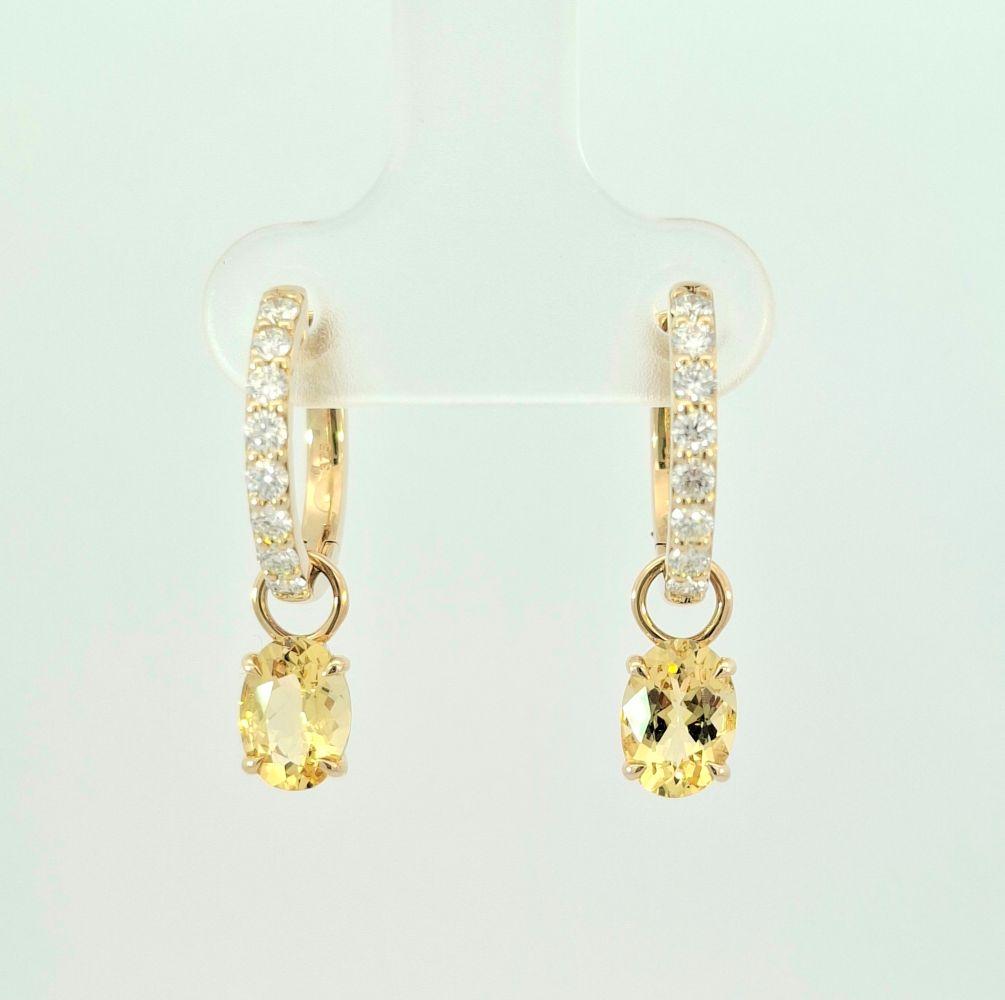 Diamond and Yellow Beryl Hoops