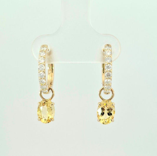 Diamond and Yellow Beryl Hoops