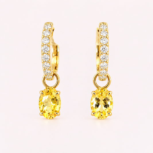 Diamond and Yellow Beryl Hoops