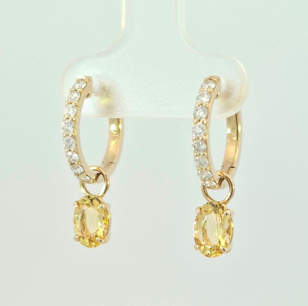 Diamond and Yellow Beryl Hoops