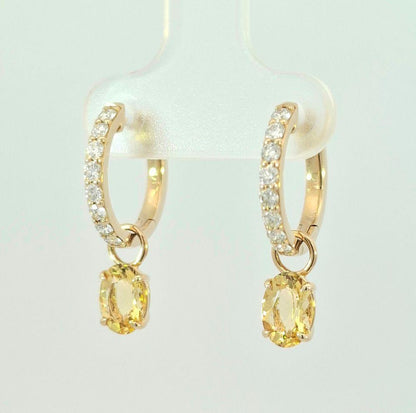 Diamond and Yellow Beryl Hoops
