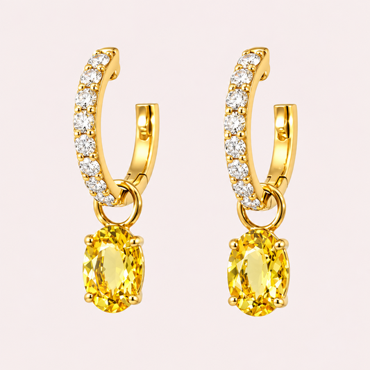 Diamond and Yellow Beryl Hoops