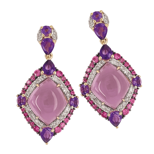 Amethyst, Pink Sapphire & Diamond Earrings